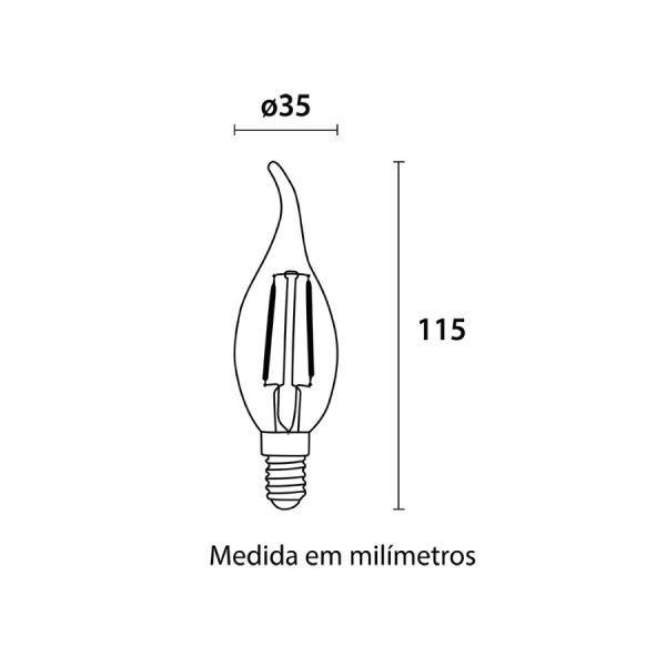 Lâmpada Filamento LED BA35 127V 2W - 220lm 2.400K - Image 2