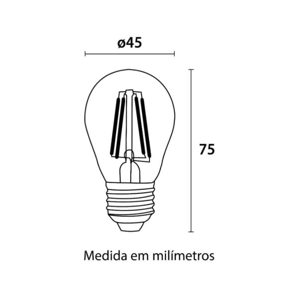 Lâmpada de Filamento LED G45 2W - Branco Quente - Image 2